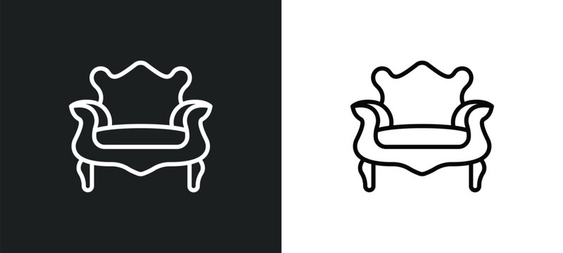 fauteuil line icon in white and black colors. fauteuil flat vector icon from fauteuil collection for web, mobile apps and ui.