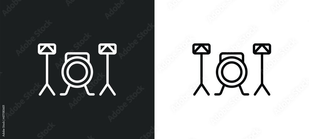 Poster drum line icon in white and black colors. drum flat vector icon from drum collection for web, mobile