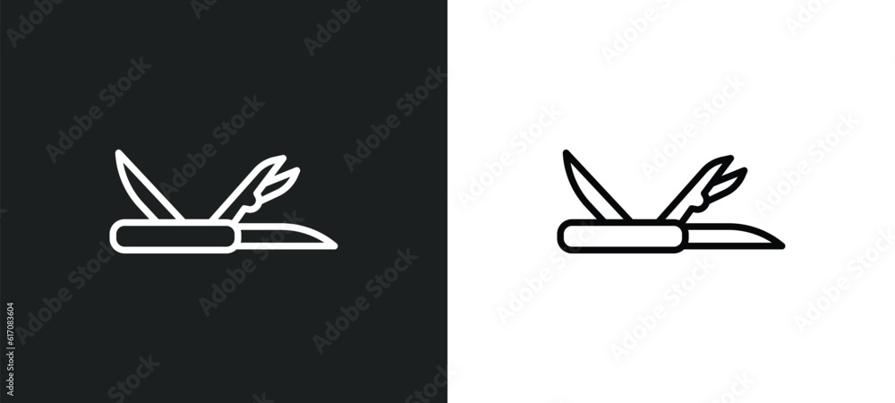 Poster multitool line icon in white and black colors. multitool flat vector icon from multitool collection 