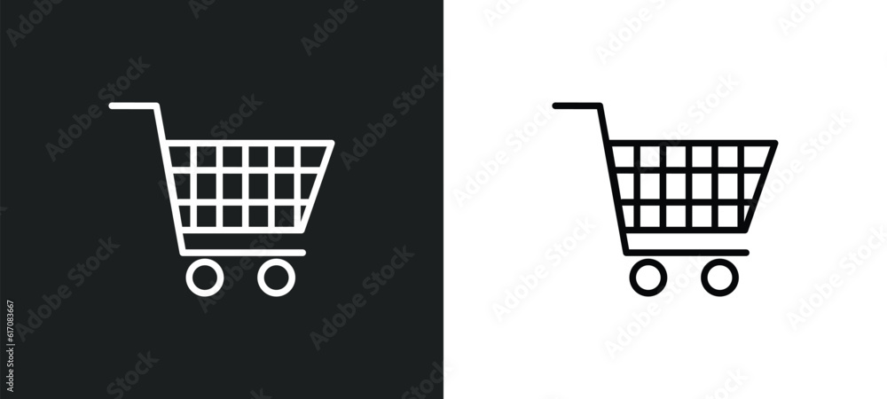 Poster cart graphic line icon in white and black colors. cart graphic flat vector icon from cart graphic co
