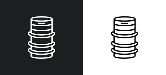 beer keg line icon in white and black colors. beer keg flat vector icon from beer keg collection for web, mobile apps and ui.