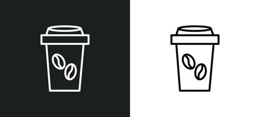 coffe cup line icon in white and black colors. coffe cup flat vector icon from coffe cup collection for web, mobile apps and ui.