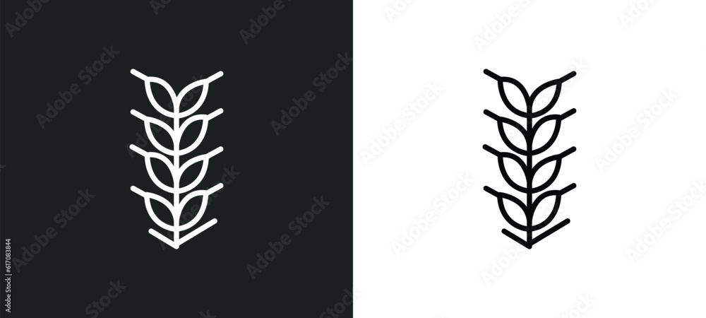 Poster ear of wheat line icon in white and black colors. ear of wheat flat vector icon from ear of wheat co