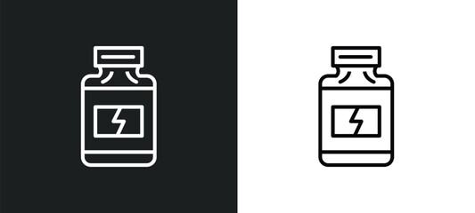 protein container line icon in white and black colors. protein container flat vector icon from protein container collection for web, mobile apps and ui.