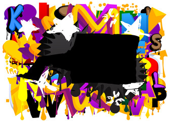 Multicolored Graffiti speech bubble isolated on white background. Abstract modern colorful street art decoration backdrop performed in urban painting style. © Robert