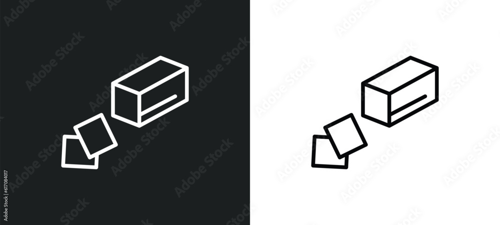 Poster butter line icon in white and black colors. butter flat vector icon from butter collection for web, 