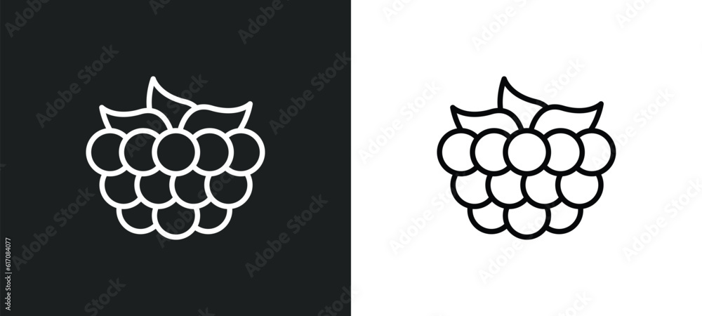 Aufkleber raspberry leaf line icon in white and black colors. raspberry leaf flat vector icon from raspberry l