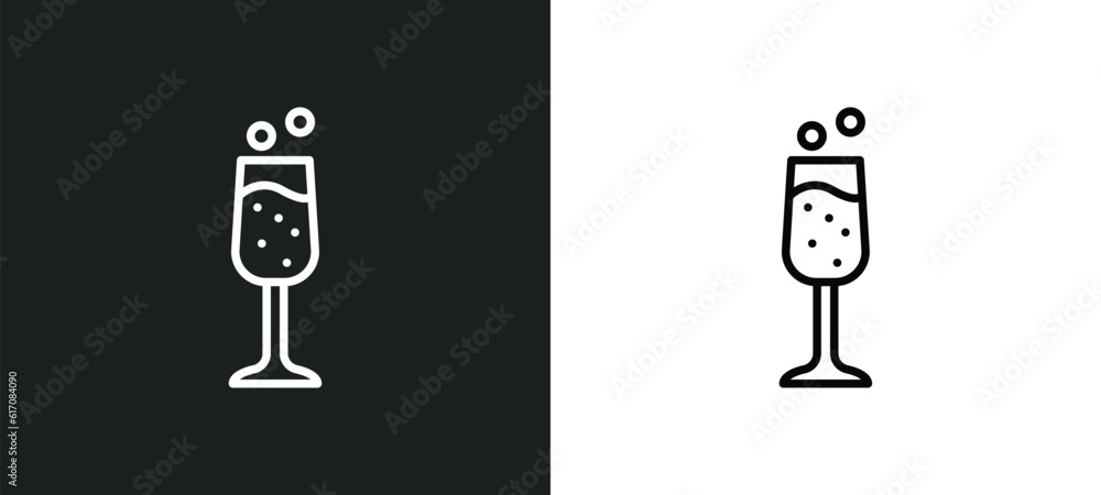 Poster sparkling wine line icon in white and black colors. sparkling wine flat vector icon from sparkling w