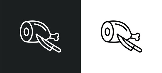 butcher line icon in white and black colors. butcher flat vector icon from butcher collection for web, mobile apps and ui.