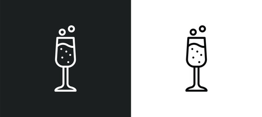 sparkling wine line icon in white and black colors. sparkling wine flat vector icon from sparkling wine collection for web, mobile apps and ui.