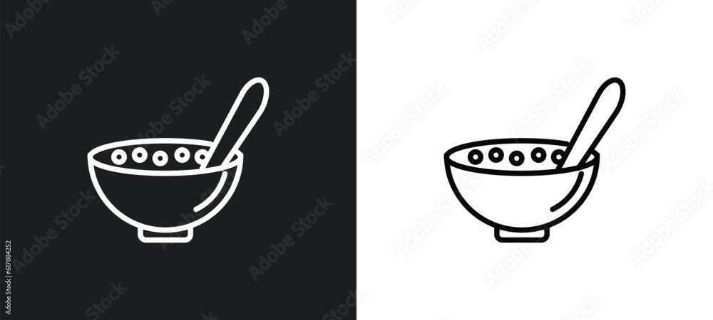 Poster cereal line icon in white and black colors. cereal flat vector icon from cereal collection for web, 