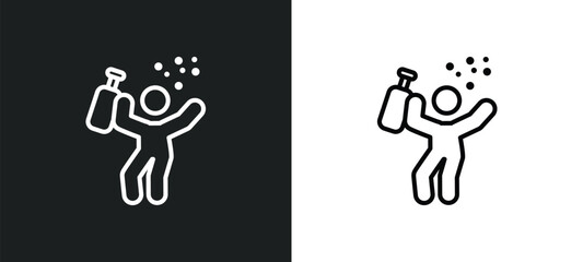 drunk human line icon in white and black colors. drunk human flat vector icon from drunk human collection for web, mobile apps and ui.