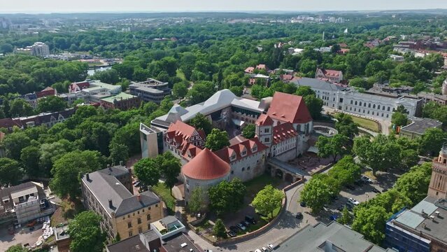 Drone shot of Art Museum Moritzburg Halle (Saale) (Kunstmuseum Moritzburg ) , Germany