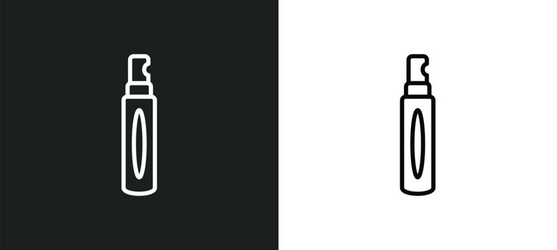 spray bottle line icon in white and black colors. spray bottle flat vector icon from spray bottle collection for web, mobile apps and ui.