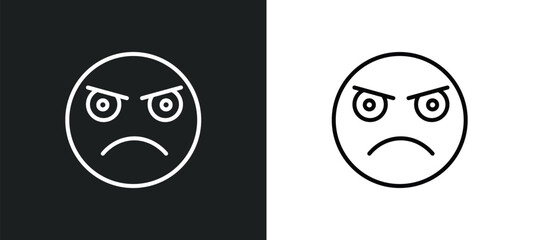 pouting emoji line icon in white and black colors. pouting emoji flat vector icon from pouting emoji collection for web, mobile apps and ui.