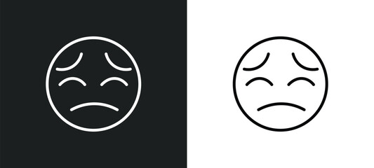 pensive emoji line icon in white and black colors. pensive emoji flat vector icon from pensive emoji collection for web, mobile apps and ui.