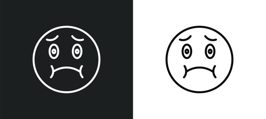 nauseated emoji line icon in white and black colors. nauseated emoji flat vector icon from nauseated emoji collection for web, mobile apps and ui.