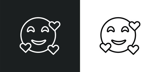 love emoji line icon in white and black colors. love emoji flat vector icon from love emoji collection for web, mobile apps and ui.