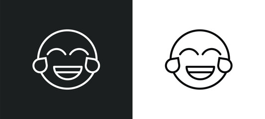laugh emoji line icon in white and black colors. laugh emoji flat vector icon from laugh emoji collection for web, mobile apps and ui.