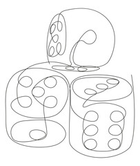 One continuous line of Dices. Thin Line Illustration vector concept. Contour Drawing Creative ideas.