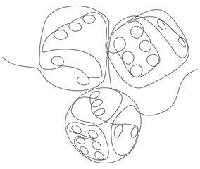 One continuous line of Dices. Thin Line Illustration vector concept. Contour Drawing Creative ideas.
