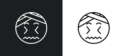 headache emoji line icon in white and black colors. headache emoji flat vector icon from headache emoji collection for web, mobile apps and ui.