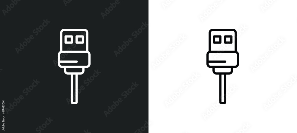 Poster usb wireless adapter line icon in white and black colors. usb wireless adapter flat vector icon from