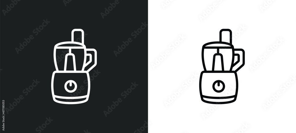 Poster food processor line icon in white and black colors. food processor flat vector icon from food proces