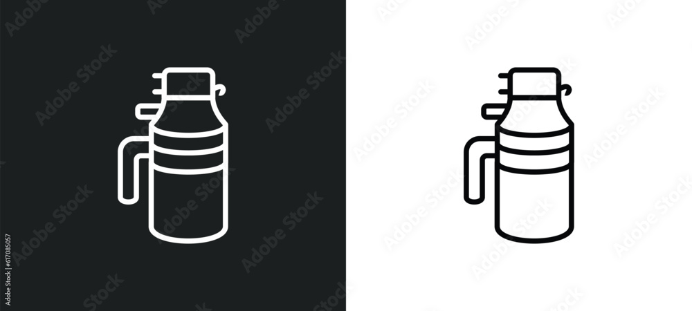 Poster garbage disposal line icon in white and black colors. garbage disposal flat vector icon from garbage