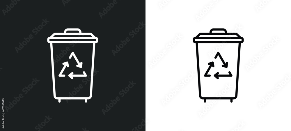 Poster trash compactor line icon in white and black colors. trash compactor flat vector icon from trash com