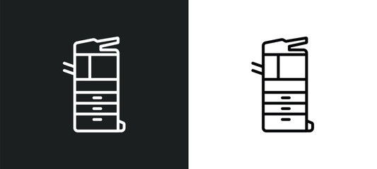 copier line icon in white and black colors. copier flat vector icon from copier collection for web, mobile apps and ui.