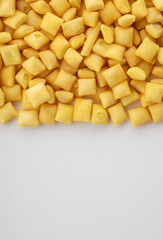 Cinnamon crunch on white background. A solid background of kid's breakfast cereal