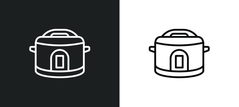 crock-pot line icon in white and black colors. crock-pot flat vector icon from crock-pot collection for web, mobile apps and ui.