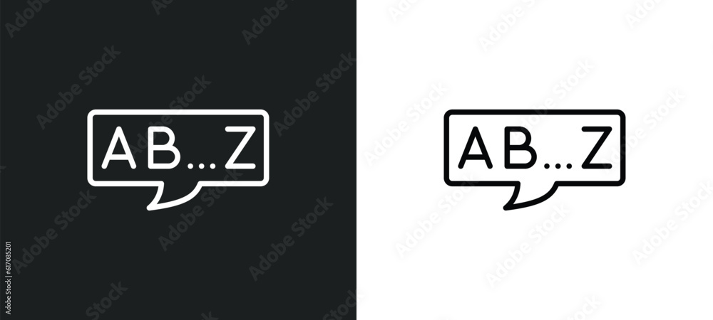Poster alphabet line icon in white and black colors. alphabet flat vector icon from alphabet collection for