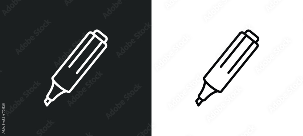 Poster highlighter line icon in white and black colors. highlighter flat vector icon from highlighter colle