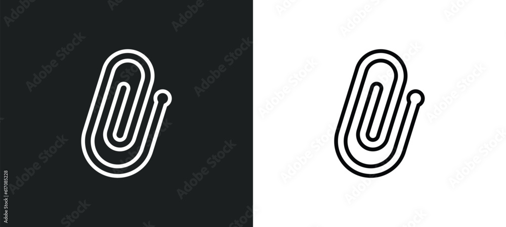 Poster attachment line icon in white and black colors. attachment flat vector icon from attachment collecti
