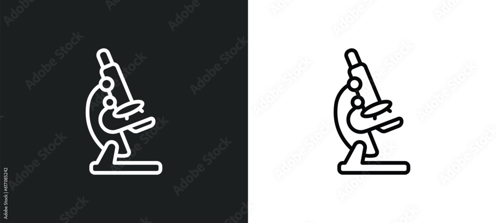 Aufkleber microscope line icon in white and black colors. microscope flat vector icon from microscope collecti