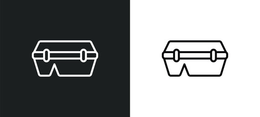lunch box line icon in white and black colors. lunch box flat vector icon from lunch box collection for web, mobile apps and ui.