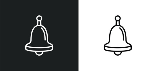 school bell line icon in white and black colors. school bell flat vector icon from school bell collection for web, mobile apps and ui.