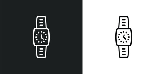 watch line icon in white and black colors. watch flat vector icon from watch collection for web, mobile apps and ui.