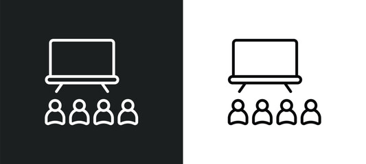 university class line icon in white and black colors. university class flat vector icon from university class collection for web, mobile apps and ui.