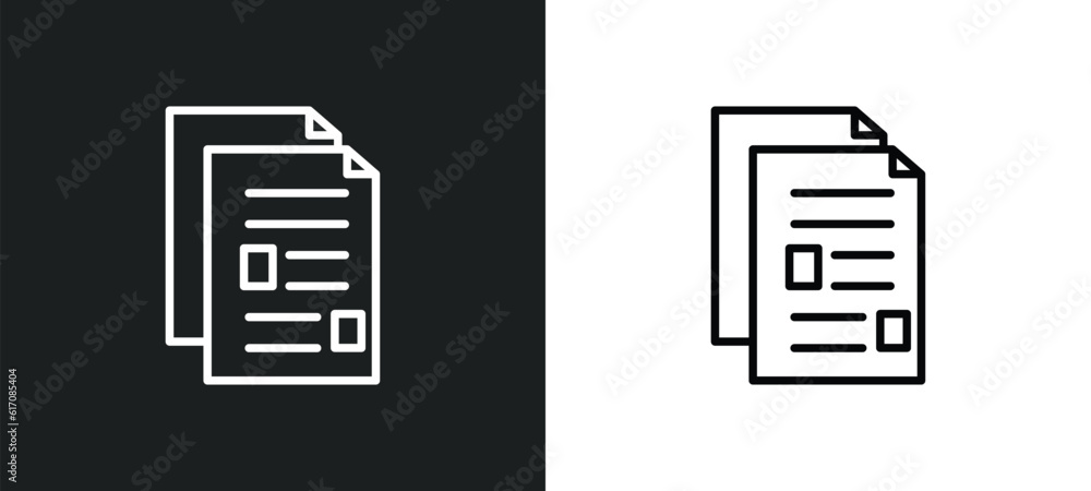 Poster folded written paper line icon in white and black colors. folded written paper flat vector icon from