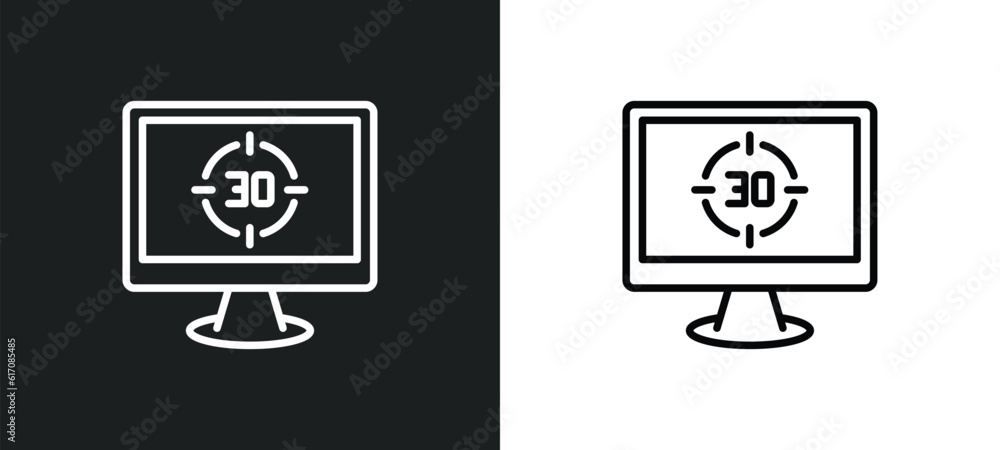 Poster digital display 30 line icon in white and black colors. digital display 30 flat vector icon from dig