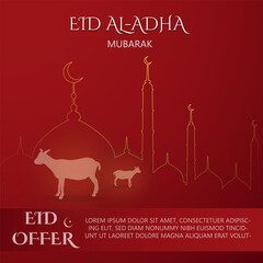 Bakrid Eid, adha festival greeting  vector design, Eid festival, card goat 