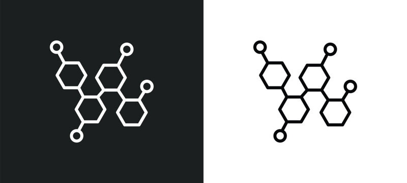 chemical content line icon in white and black colors. chemical content flat vector icon from chemical content collection for web, mobile apps and ui.