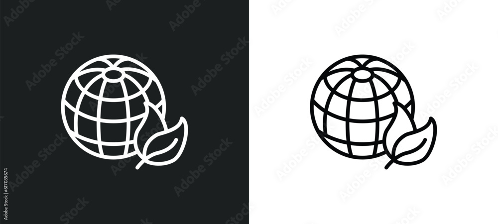 Aufkleber energy globe line icon in white and black colors. energy globe flat vector icon from energy globe co
