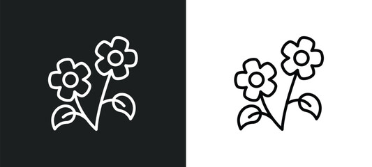Fototapeta premium two flowers line icon in white and black colors. two flowers flat vector icon from two flowers collection for web, mobile apps and ui.