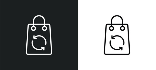 recycled bag line icon in white and black colors. recycled bag flat vector icon from recycled bag collection for web, mobile apps and ui.