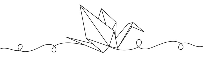 Line art vector illustration of an bird origami