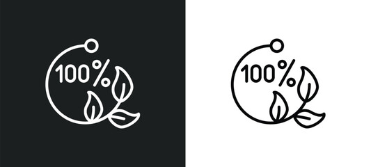 100 percent natural line icon in white and black colors. 100 percent natural flat vector icon from 100 percent natural collection for web, mobile apps and ui.